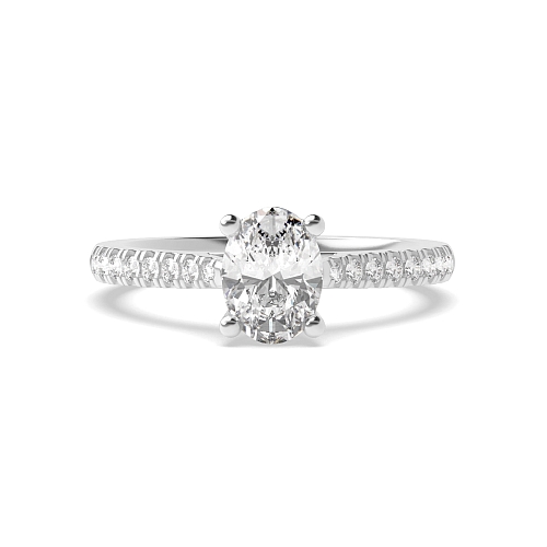 Oval Prong set side stone Side Stone Engagement Rings