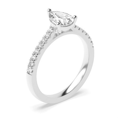 Pear Prong set side stone Engagement Rings