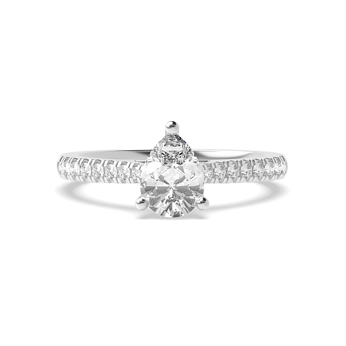Pear Prong set side stone Engagement Rings