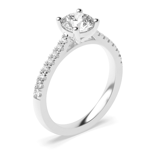 Round Prong set side stone Engagement Rings