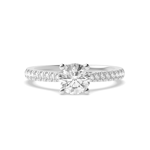 Round Prong set side stone Engagement Rings