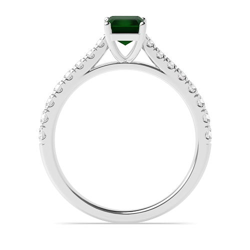 Prong set side stone Emerald Side Stone Engagement Rings