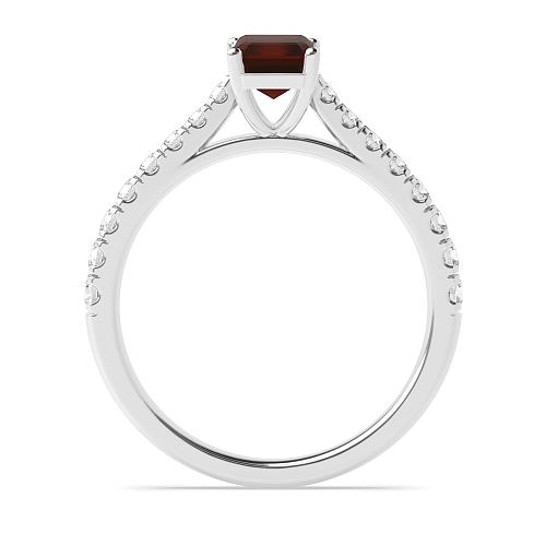 Prong set side stone Garnet Engagement Rings