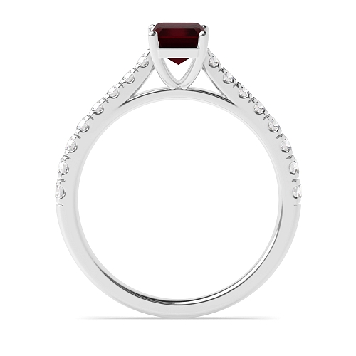 Prong set side stone Ruby Engagement Rings