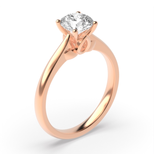 4 Prong Round Rose Gold Modern high set Engagement Rings