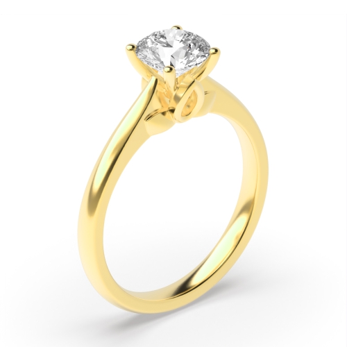 4 Prong Round Yellow Gold Modern high set Engagement Rings