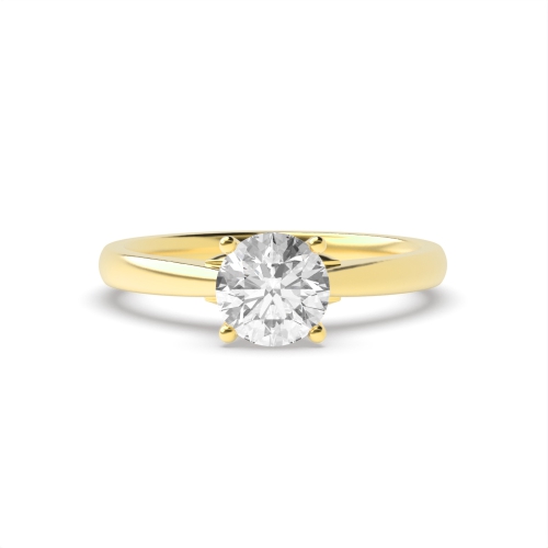 4 Prong Round Yellow Gold Modern high set Engagement Rings