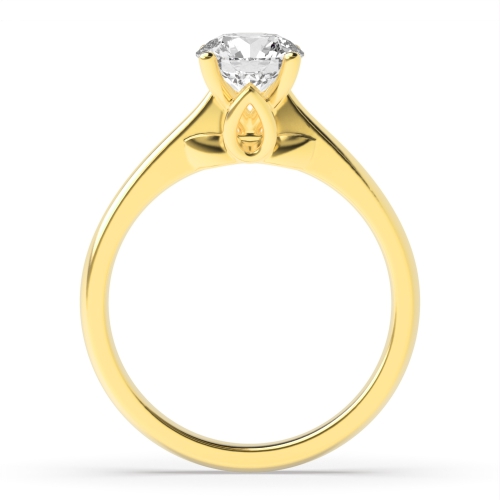 4 Prong Round Yellow Gold Modern high set Engagement Rings