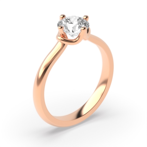 4 Prong Round Rose Gold Unique setting Engagement Rings