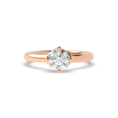 4 Prong Round Rose Gold Unique setting Engagement Rings