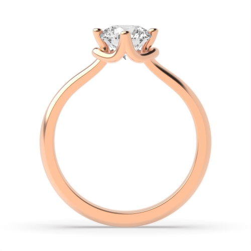 4 Prong Round Rose Gold Unique setting Engagement Rings