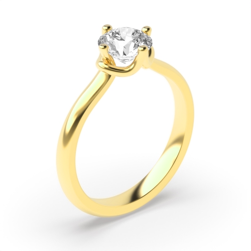 4 Prong Round Yellow Gold Unique setting Engagement Rings