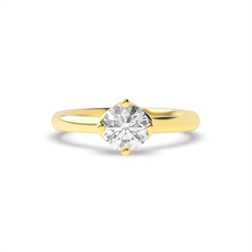 4 Prong Round Yellow Gold Unique setting Engagement Rings