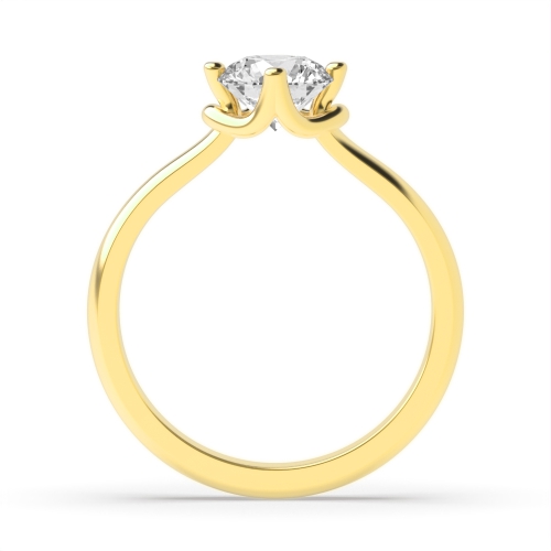 4 Prong Round Yellow Gold Unique setting Engagement Rings