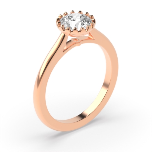 4 Prong Round Rose Gold Start claws Engagement Rings