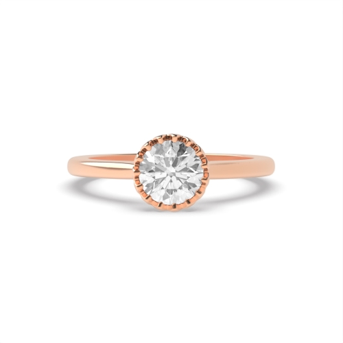 4 Prong Round Rose Gold Start claws Engagement Rings