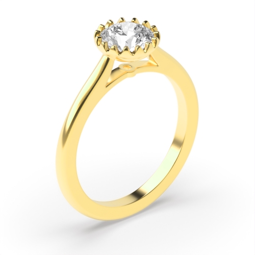 4 Prong Round Yellow Gold Start claws Engagement Rings
