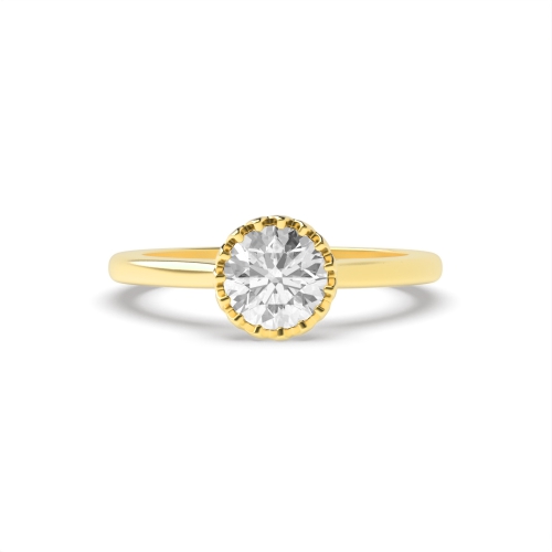 4 Prong Round Yellow Gold Start claws Engagement Rings