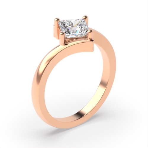 4 Prong Princess Rose Gold Twist shoulder Engagement Rings