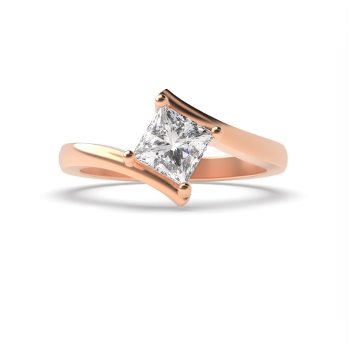 4 Prong Princess Rose Gold Twist shoulder Engagement Rings