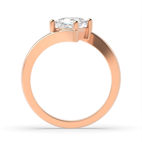 4 Prong Princess Rose Gold Twist shoulder Engagement Rings