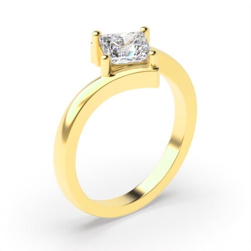 4 Prong Princess Yellow Gold Twist shoulder Engagement Rings