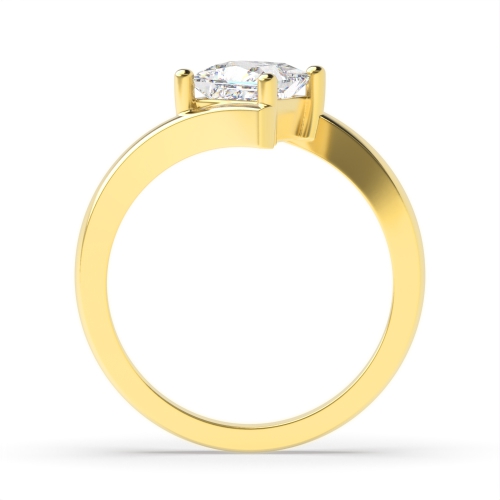 4 Prong Princess Yellow Gold Twist shoulder Engagement Rings