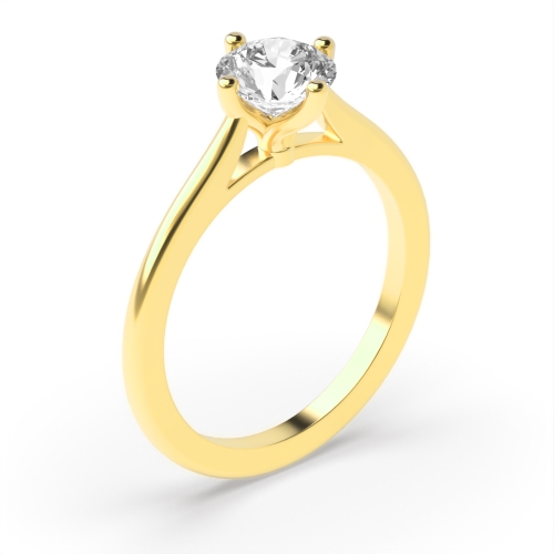 Prong Setting Round Cut Solitaire Diamond Engagement Rings Yellow Gold