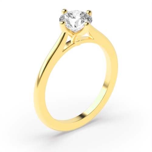 4 Prong Round Yellow Gold Raised set twisted Engagement Rings