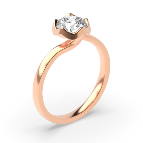 6 Prong Round Rose Gold Unique flower shaped Engagement Rings