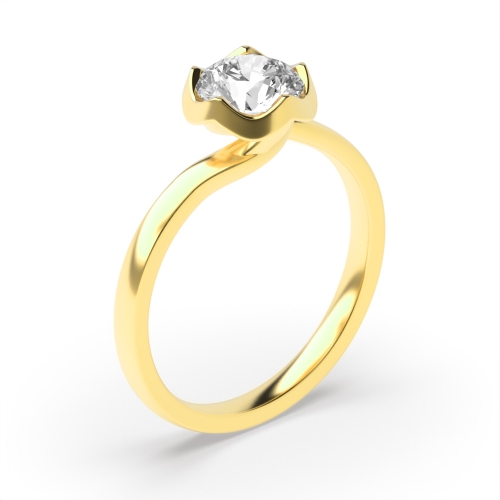 6 Prong Round Yellow Gold Unique flower shaped Engagement Rings