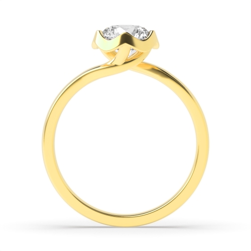 6 Prong Round Yellow Gold Unique flower shaped Engagement Rings