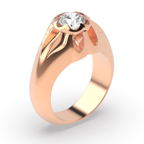 4 Prong Round Rose Gold Flush Engagement Rings