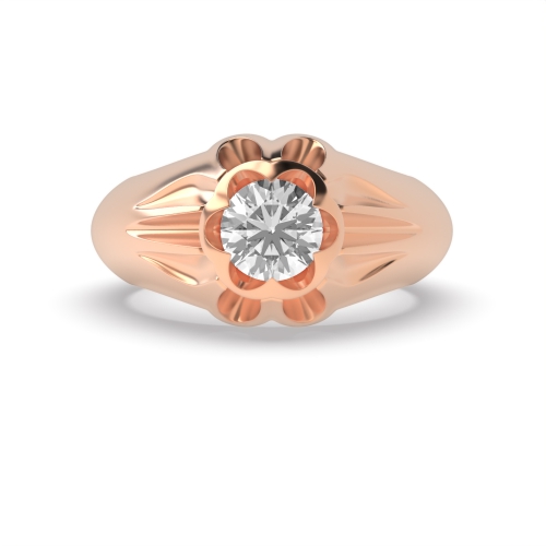 4 Prong Round Rose Gold Flush Engagement Rings