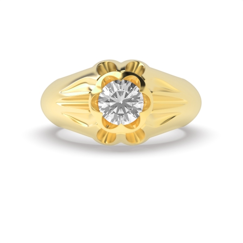 4 Prong Round Yellow Gold Flush Engagement Rings