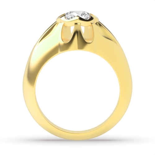 4 Prong Round Yellow Gold Flush Engagement Rings