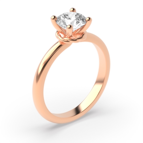 4 Prong Round Rose Gold Ribbon Engagement Rings