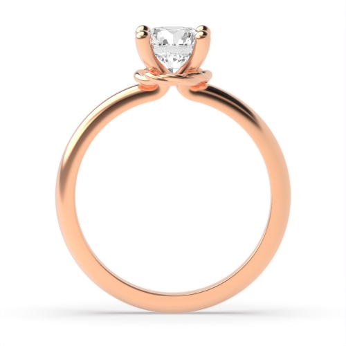 4 Prong Round Rose Gold Ribbon Engagement Rings