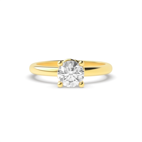 4 Prong Round Yellow Gold Ribbon Engagement Rings