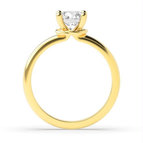 4 Prong Round Yellow Gold Ribbon Engagement Rings
