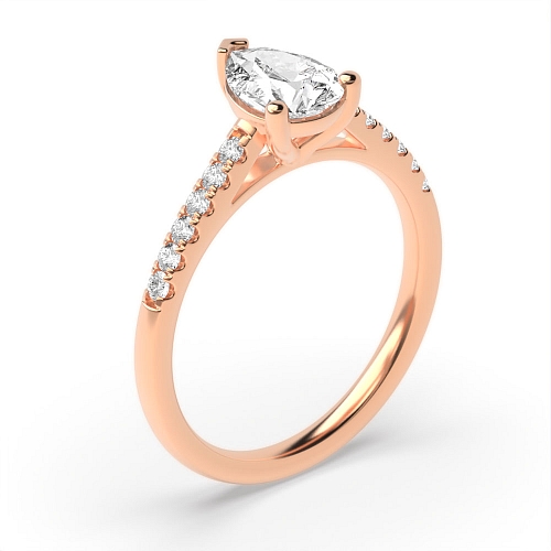 Prong Pear Rose Gold Thin sholder Engagement Rings