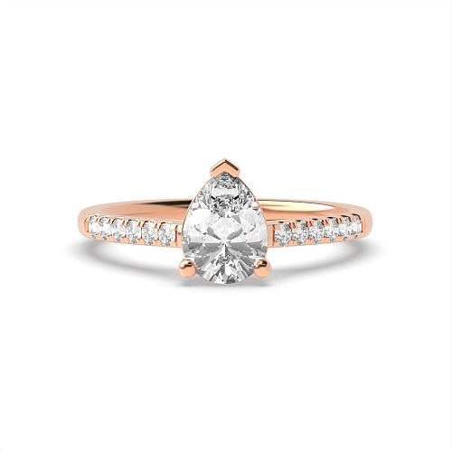 Prong Pear Rose Gold Thin sholder Engagement Rings