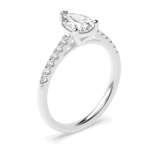 Prong Pear Thin sholder Moissanite Engagement Rings