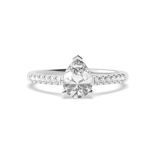 Prong Pear Thin sholder Moissanite Engagement Rings