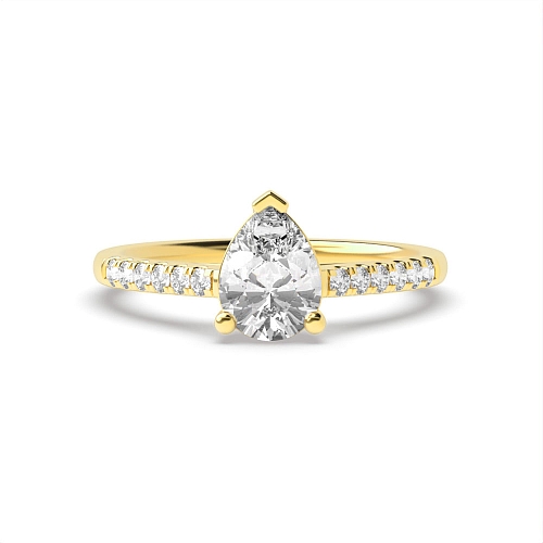 Prong Pear Yellow Gold Thin sholder Engagement Rings