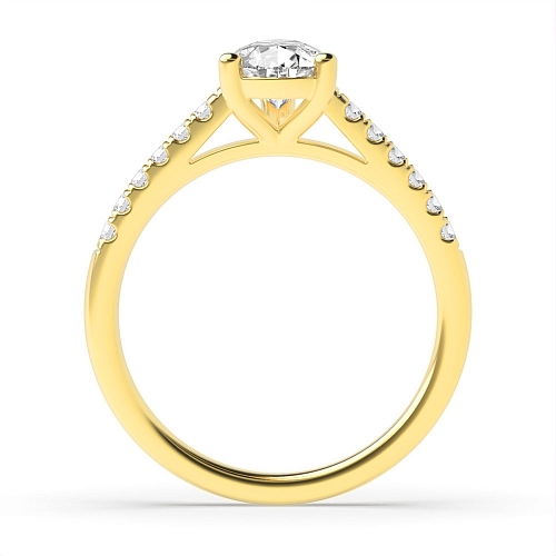 Prong Pear Yellow Gold Thin sholder Engagement Rings