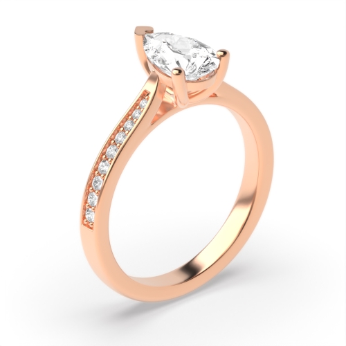 Prong Pear Rose Gold Tape shoulder Engagement Rings
