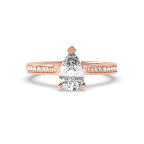 Prong Pear Rose Gold Tape shoulder Engagement Rings