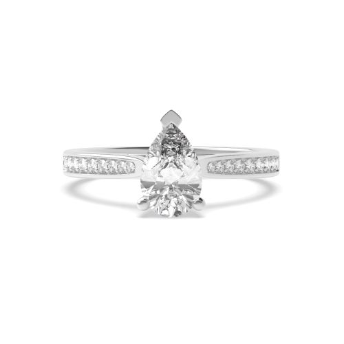 Prong Pear Tape shoulder Engagement Rings