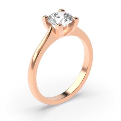 4 Prong Round Rose Gold Square claws open set Engagement Rings